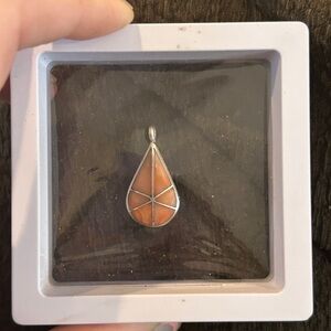 Spiny oyster & Silver Teardrop Pendant signed